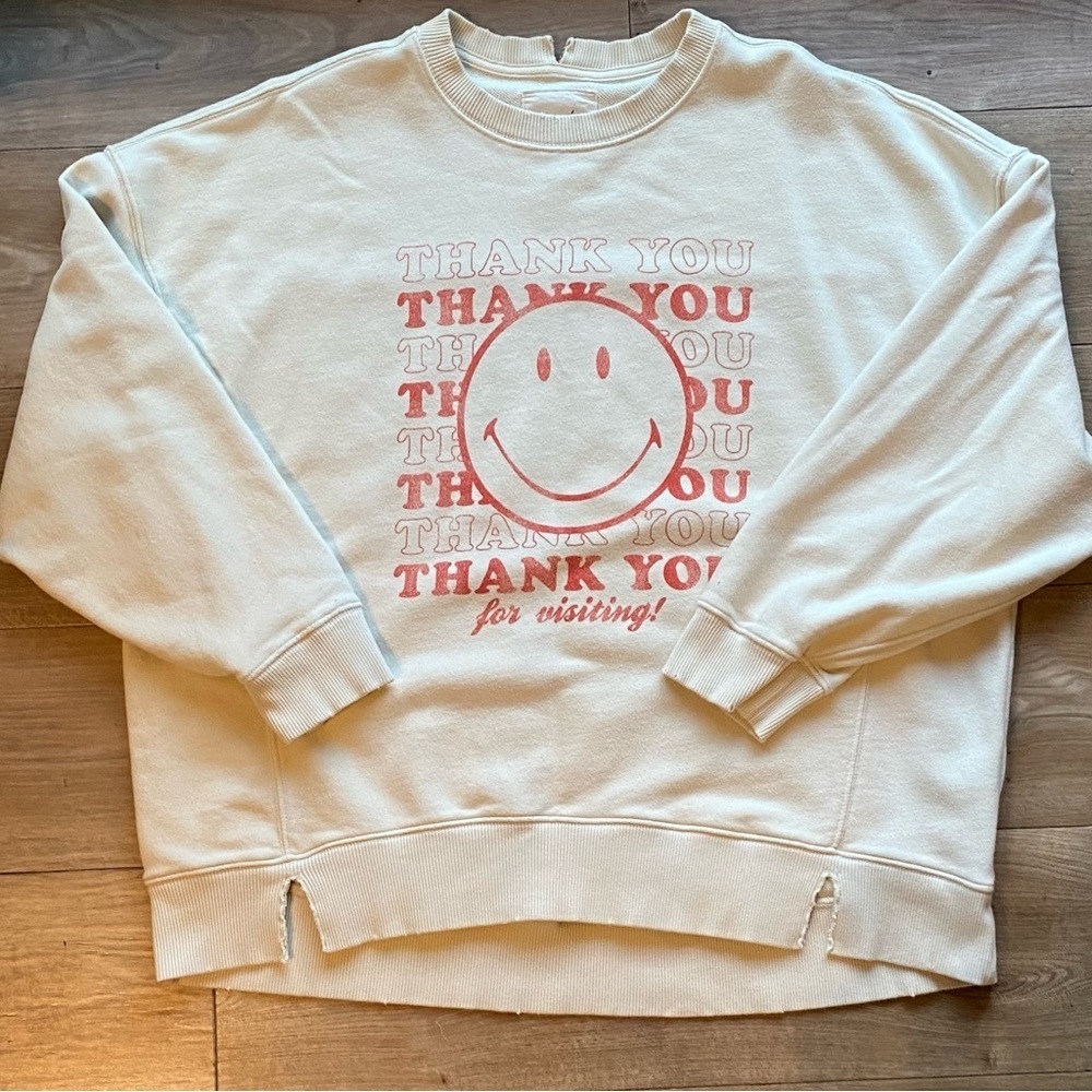 Aerie The Chill Crew Neck Smiley Sweatshirt - Picture 1 of 8